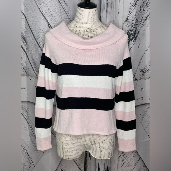 Sportsworks Studio Striped Top Cropped Wide Neck Small - Picture 1 of 8